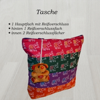flevado Schultertasche Damen/ Kinder Umhängetasche mit Bärchen Elefanten Druck bunt